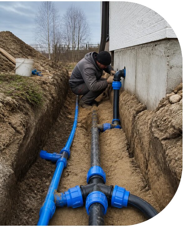 Монтаж наружного водопровода на участке под ключ в Архангельске